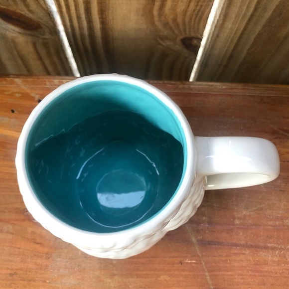 White Owl 3D Embossed Ceramic Coffee Mug Aqua Blue Inside - Picture 6 of 8